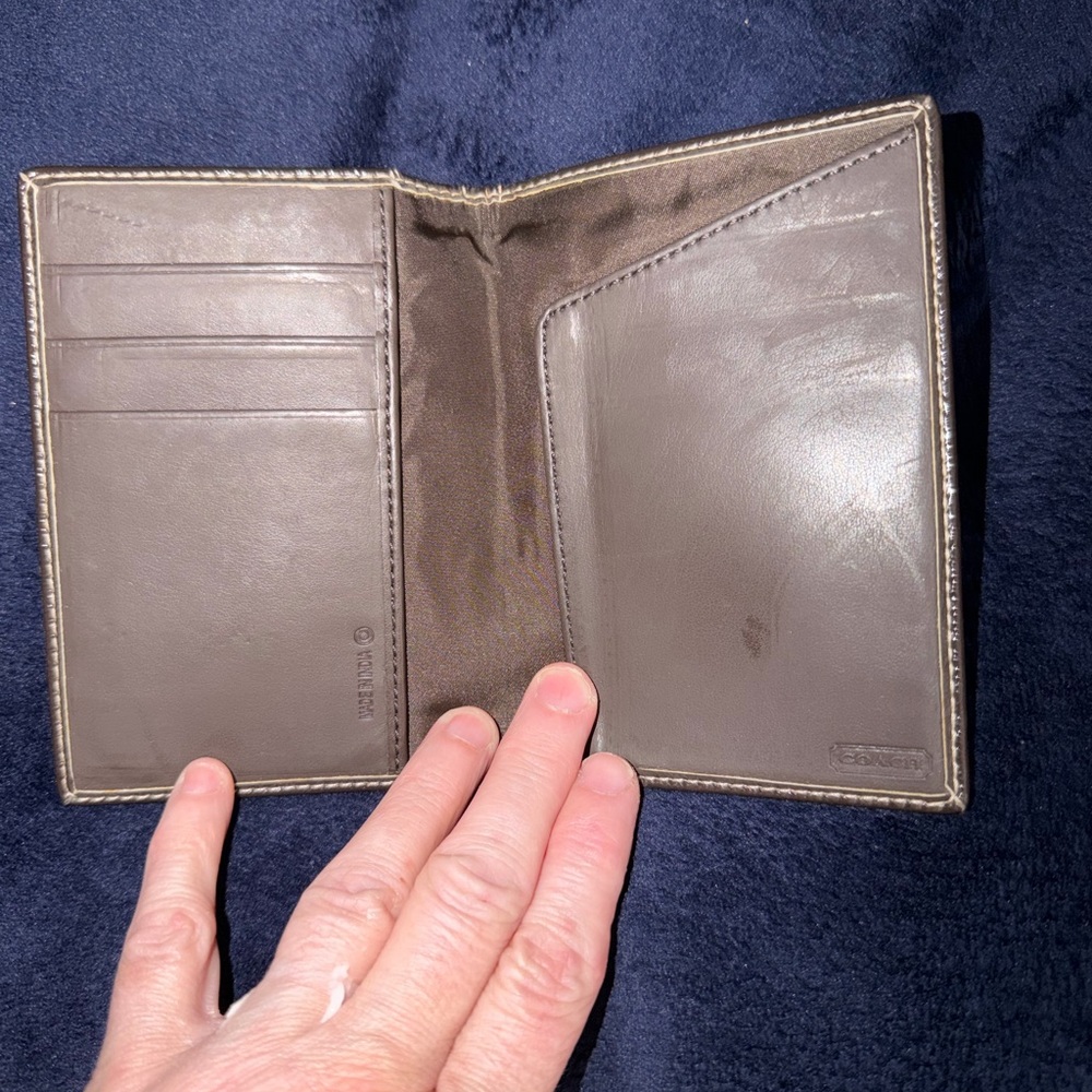Coach Canvas Passport Cover in Khaki and Brown Signature Print - Picture 3 of 3
